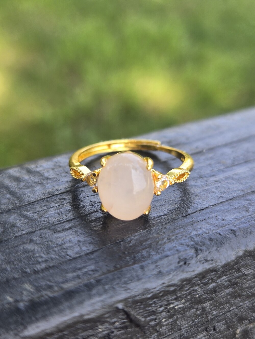 Rose Quartz Crown Ring